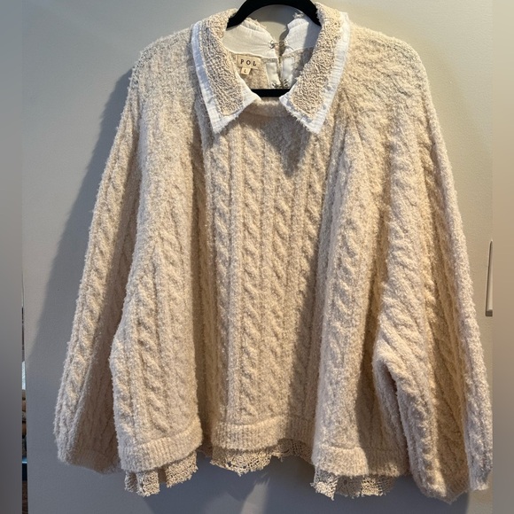 POL Cream Cable Knit Sweater - Picture 2 of 2